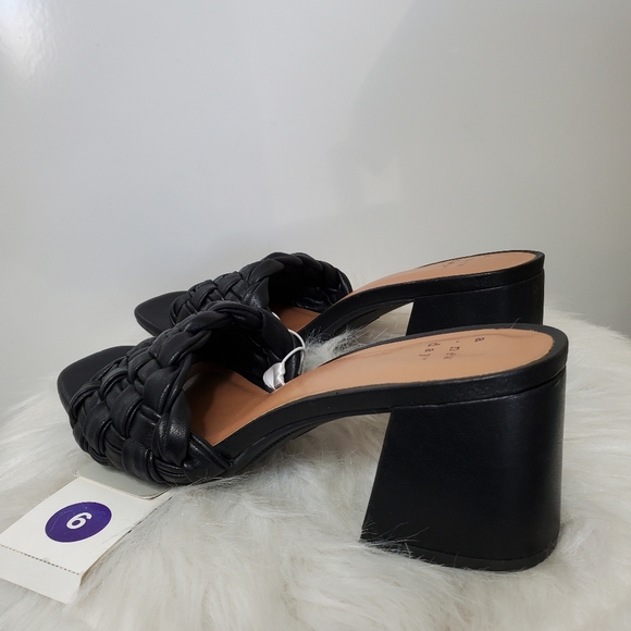 NWT A NEW DAY Dorothy Black Slide Braided Square Toe Heels Shoes Size 6 - Picture 3 of 7